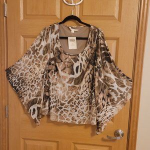 NEW BOSTON PROPER XS **ANIMAL PRINT EMBELLISHED BLOUSE** NWT $119.BLOUSE